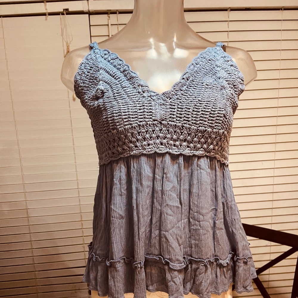blush Blue Smocked Women's Top